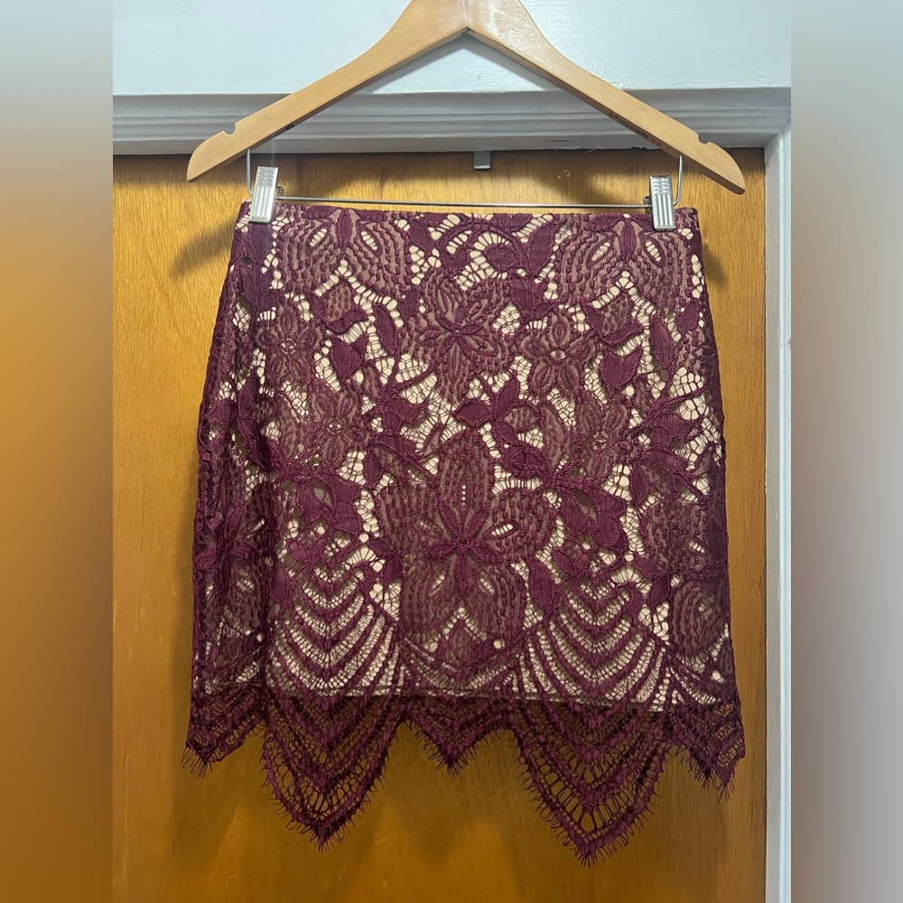 Express Burgundy Lace Mini Skirt Size 4